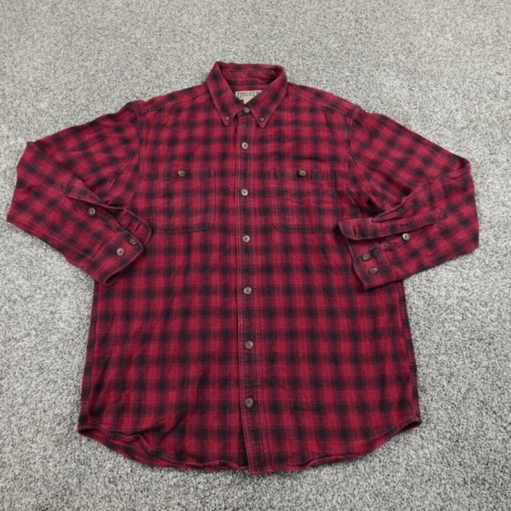 Duluth Shirt Mens Medium Red Black Flannel Long Sleeve Button Up Workwear Cotton
